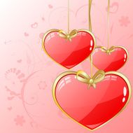 Volume hearts with gold ribbon
