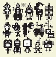 Funny cartoon robots monsters aliens