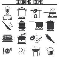 vector black cooking icons set