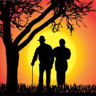 Vector silhouette of old people N138