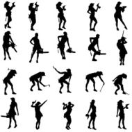 Vector silhouette of a people N259