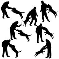 Vector silhouette of a man and dog N3
