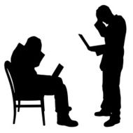 Vector silhouette of a people with computer N16