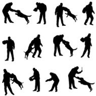 Vector silhouette of a man and dog N4
