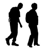 Vector silhouette of a people with backpack