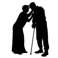 Vector silhouette of old people N150