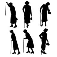 Vector silhouette of old people N153