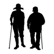 Vector silhouette of old people N158