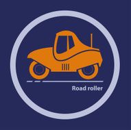 Silhouette of road roller