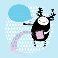 cute cartoon card with funny monster