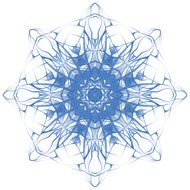 Decorative round blue lace pattern Winter snowflake star