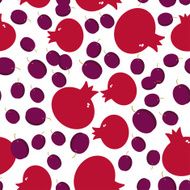 Seamless pattern with pomegranate and plum on the white background