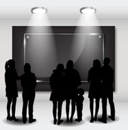Peoples Silhouettes Looking on the Empty Frame in Art Gallery N8