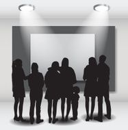 Peoples Silhouettes Looking on the Empty Frame in Art Gallery N10