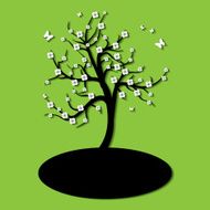 Silhouette of a tree with flowers
