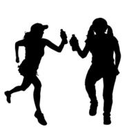 Vector silhouette of women N155