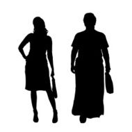 Vector silhouette of women N157