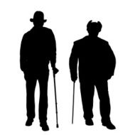 Vector silhouette of old people N162