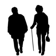 Vector silhouette of old people N163