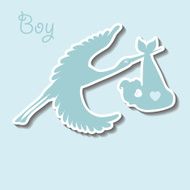 Flat Stork flying with baby boy Newborn collection N2