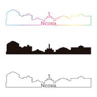 Nicosia skyline linear style with rainbow