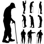 Vector silhouette of old people N173