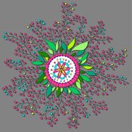 Hand-drawing floral element with gray background N2