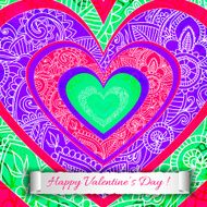 Colourful paper heart Valentines day card N2