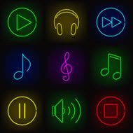 Music neon icons