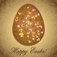 Easter egg with gooseberry gold brown greeting card