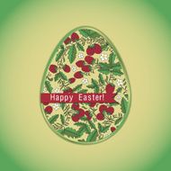 Easter egg with strawberry green greeting card