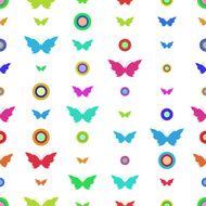 Seamless pattern with butterflies and circles