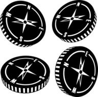 Vector compass silhouettes on white background