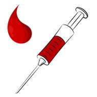 Cartoon syringe and a drop of blood eps10