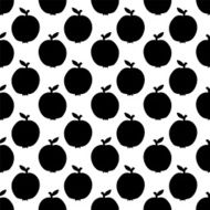Seamless pattern with apples in black and white