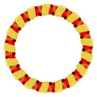 Abstract round frame of autumn leaves and gold ribbon eps10 N2