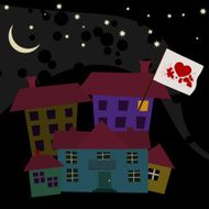 Collection of houses with a flag and heart eps10 N2
