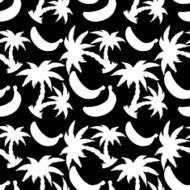 Seamless pattern with coconut palm trees and bananas N2