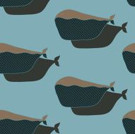 Cartoon cute whale seamless pattern