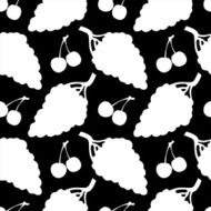 Seamless pattern with silhouettes grapes and cherry
