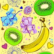 Food seamless flowers fruit and berries