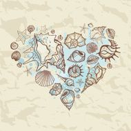 Heart of the shells Hand drawn illustration