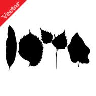 Set of silhouettes leaves trees and flowers N2