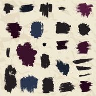 Grunge painted brush strokes Design elements set