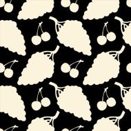 Seamless pattern with silhouettes grapes and cherry N2