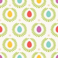 Easter seamless pattern with eggs in wreathes