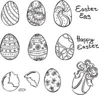 Vector silhouettes of various elements Easter