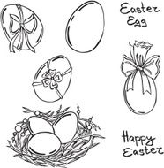 Vector silhouettes of various elements Easter N2