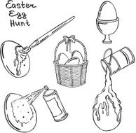 Vector silhouettes of various elements Easter N3
