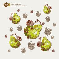 Vector geometric background with stylized pears
